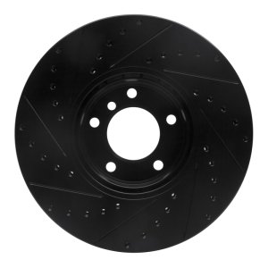 BMW 530I Brake Rotor (1) - Front Right - R1 Concepts - Drilled & Slotted - Black - `00-`03